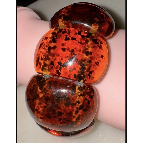 Sobral Amber RJ Efeitors Jackie Brazil Amber Confetti Resin Stretch Bracelet - Picture 2 of 10
